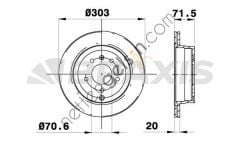 BRAXIS AD0414 ARKA FREN AYNASI HAVALI 303mm CAPTIVA ANTARA 06>  CHEVROLET BİNEK FREN DİSKİ