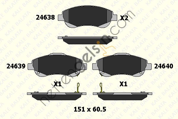 KALE B 24638 190 15 ON FREN BALATASI HONDA CRV 2007-2012 CRV 2012->  HONDA BİNEK FREN BALATASI