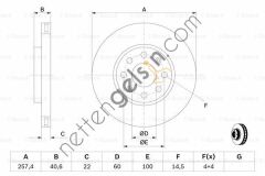 BOSCH 0986479223 ON FREN AYNASI HAVALI GRANDE PUNTO 1,2ie 1,3JTD  FIAT BİNEK FREN DİSKİ