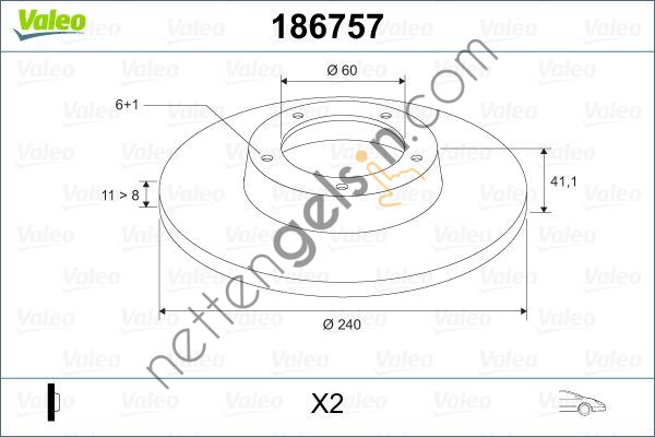 VALEO 186757 ON FREN DISKI (HAVA SOGUTMASIZ) CORSA C Z10XE Z12XE  OPEL BİNEK FREN DİSKİ