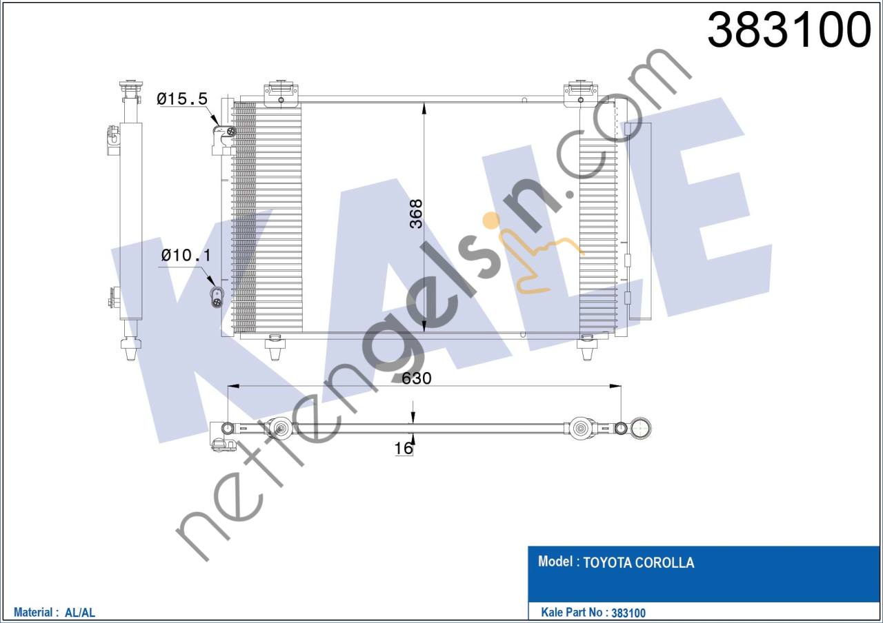 KALE 383100 KLIMA RADYATORU TOYOTA COROLLA 1.4 D4D 2.0 D4D BENZINLI 2003-2007 (608×347×16)  TOYOTA BİNEK KLİMA RADYATÖRÜ