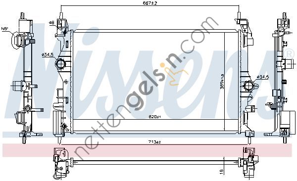 NISSENS 630786 RADYATÖR OPEL CORSA E B14XEL OTOMATİK 1300361 OPEL