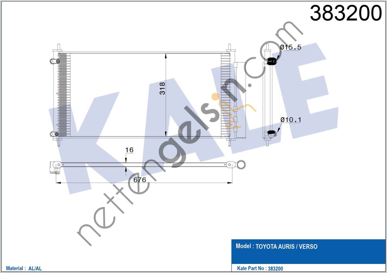 KALE 383200 KLIMA RADYATORU TOYOTA AURIS COROLLA 2007 2012 COROLLA 2013> (695×333×16)  TOYOTA BİNEK KLİMA RADYATÖRÜ