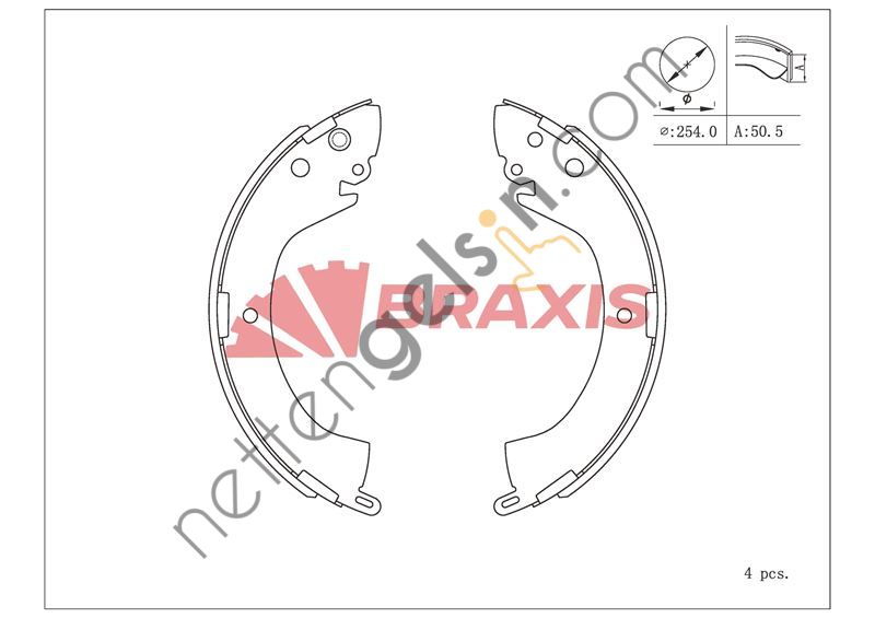 BRAXIS AC0228 FREN BALATASI ARKA PABUC L200 96 > 07 L400 96 > 05  MITSUBISHI BİNEK FREN BALATASI