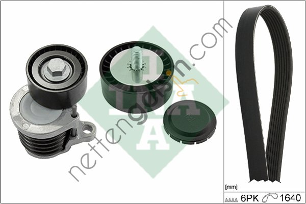 INA 529023810 KANALLI KAYIS SETI (6PK1640, OM651.921) X253 15>19 W205 14>18 S205 14>18 C253 16>19 R172 12>  MERCEDES BİNEK V KAYIS GERGI SETI