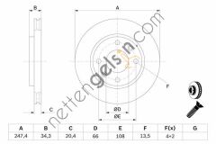 BOSCH 0986478370 ON FREN DISK AYNASI P106 SAXO 1.1 / 1.3 / 1.4 / 1.4I / 1.5D / 1.6I 91> P206 P306 P206+ (T3E) P205 P309 AX ZX XSARA (HAVA SOGUTMALI)  PEUGEOT-CITROEN BİNEK FREN DİSKİ