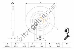 BOSCH 0986478268 ON FREN DISK AYNASI (HAVA SOGUTMALI) PARTNER BERLINGO < 03 1.4I 1.8D 1.9D P306 XSARA ZX BX XANTIA XSARA PICASSO 2.0I 2.0 GTI TU5JP4  PEUGEOT-CITROEN BİNEK FREN DİSKİ