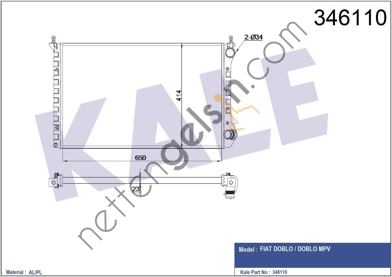KALE 346110 MOTOR RADYATORU DOBLO 1,9D  FIAT BİNEK