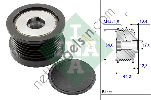 INA 535025910 ALTERNATOR KASNAGI (FORD: C MAX 1.6TDCI 07 10 / FIESTA VI 1.6TDCI 08 / FOCUS II 1.6TDCI 04 12)  FORD BİNEK ALTERNATÖR KASNAĞI