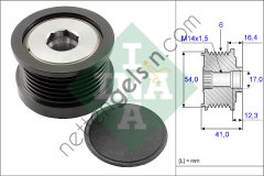 INA 535025910 ALTERNATOR KASNAGI (FORD: C MAX 1.6TDCI 07 10 / FIESTA VI 1.6TDCI 08 / FOCUS II 1.6TDCI 04 12)  FORD BİNEK ALTERNATÖR KASNAĞI
