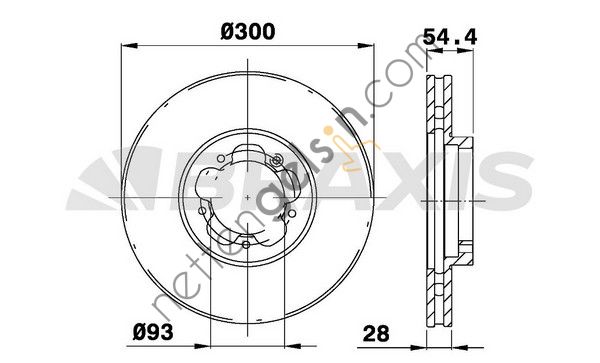 BRAXIS AD0196 ON FREN DISK AYNASI TRANSIT V347 2.2TDCI / 2.4TDCI / 3.2TDCI 06 /> A.CEKER OLCU: (300 * 28)  FORD BİNEK FREN DİSKİ