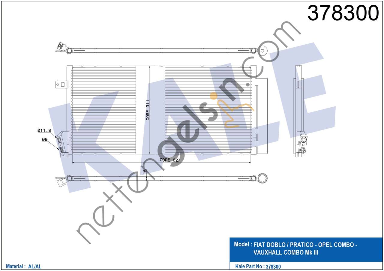 KALE 378300 KLIMA RADYATORU DOBLO III  FIAT BİNEK KLİMA RADYATÖRÜ