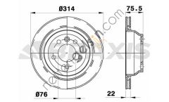 BRAXIS AD0283 ARKA FREN AYNASI HAVALI TOUAREG 3,0 V6 TDI / 3,2 V6 / 3,6 V6 FSI / 4,2 V8 FSI / 4,2 V8 / 6,0 W12  VW-AUDI-SEAT-SKODA BİNEK FREN DİSKİ