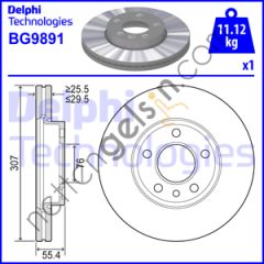 DELPHI BG9891 ON FREN AYNASI HAVALI (16 JANT) TOUAREG 2,5 / 3,0 / 3,6 / 4,2 / 5,0 / 6,0 03>10 TRANSPORTER T5 / T6 1,9 / 2,0 / 2,5TDI 03>16  VW-AUDI-SEAT-SKODA BİNEK FREN DİSKİ