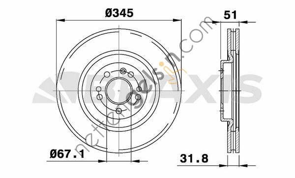 BRAXIS AD0975 FREN DISKI ON ML-CLASS W163 98>05  MERCEDES BİNEK FREN DİSKİ