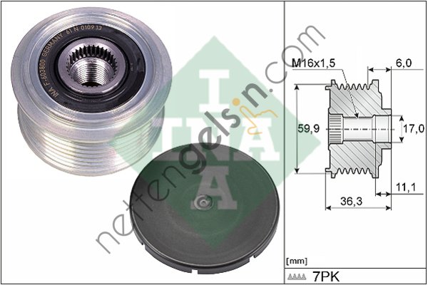 INA 535030910 ALTERNATOR RULMANI NAVARA NP 300 2015 ->  NISSAN BİNEK V KAYIŞ GERGİ RULMANI