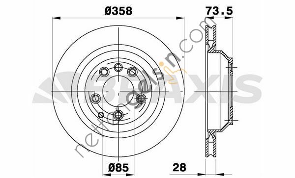 BRAXIS AD0999 FREN AYNASI ARKA HAVALI Q7 3.0 TDI 06>15 TOUAREG 05>10 CAYENNE 3.0 3.6 4.2 4.8 03>  VW-AUDI-SEAT-SKODA BİNEK FREN DİSKİ
