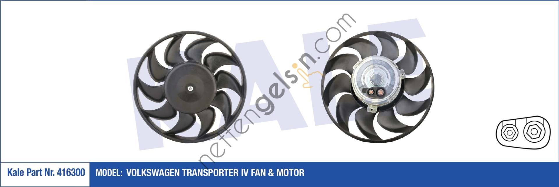 KALE 416300 FAN MOTORU (360W 280mm) TRANSPORTER T4  VW-AUDI-SEAT-SKODA BİNEK FAN MOTORU