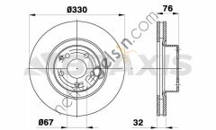 BRAXIS AD1006 FREN DISKI ON S-CLASS W220 98>05  MERCEDES BİNEK FREN DİSKİ