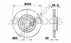 BRAXIS AD1030 ON FREN DISK (AYNASI) TOYOTA AVENSIS VERSO 2.0 D4D 2.2 D4D 08-18 (320X5)  TOYOTA BİNEK FREN DİSKİ