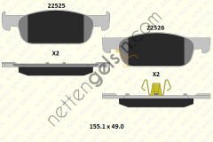 KALE B 22525 169 05 KD13 ON FREN BALATASI CLIO IV LOGAN II SANDERO II (BOMBELI) UZUN TIP  DACIA BİNEK FREN BALATASI