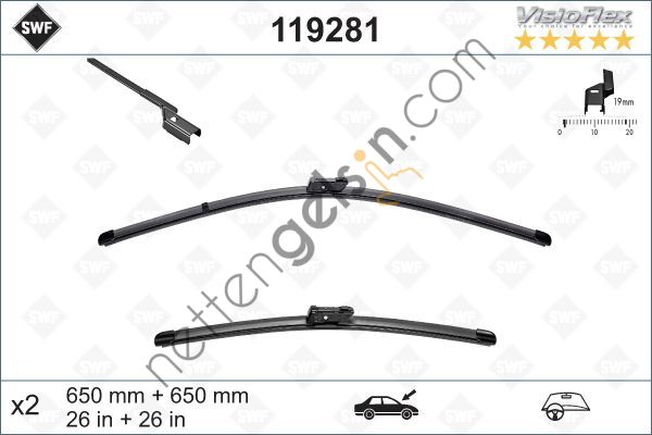 SWF 119281 SİLECEK TAKIM VISIOFLEX OPEL ASTRA J (650+650) ÖN 1272031 OPEL