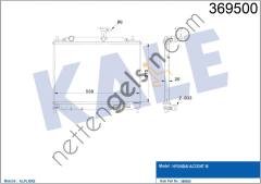KALE 369500 MOTOR SU RADYATORU ACCENT ERA 1,5 DIZEL MANUEL VITES 2006> (370X528X26)  HYUNDAI BİNEK MOTOR SU RADYATORU