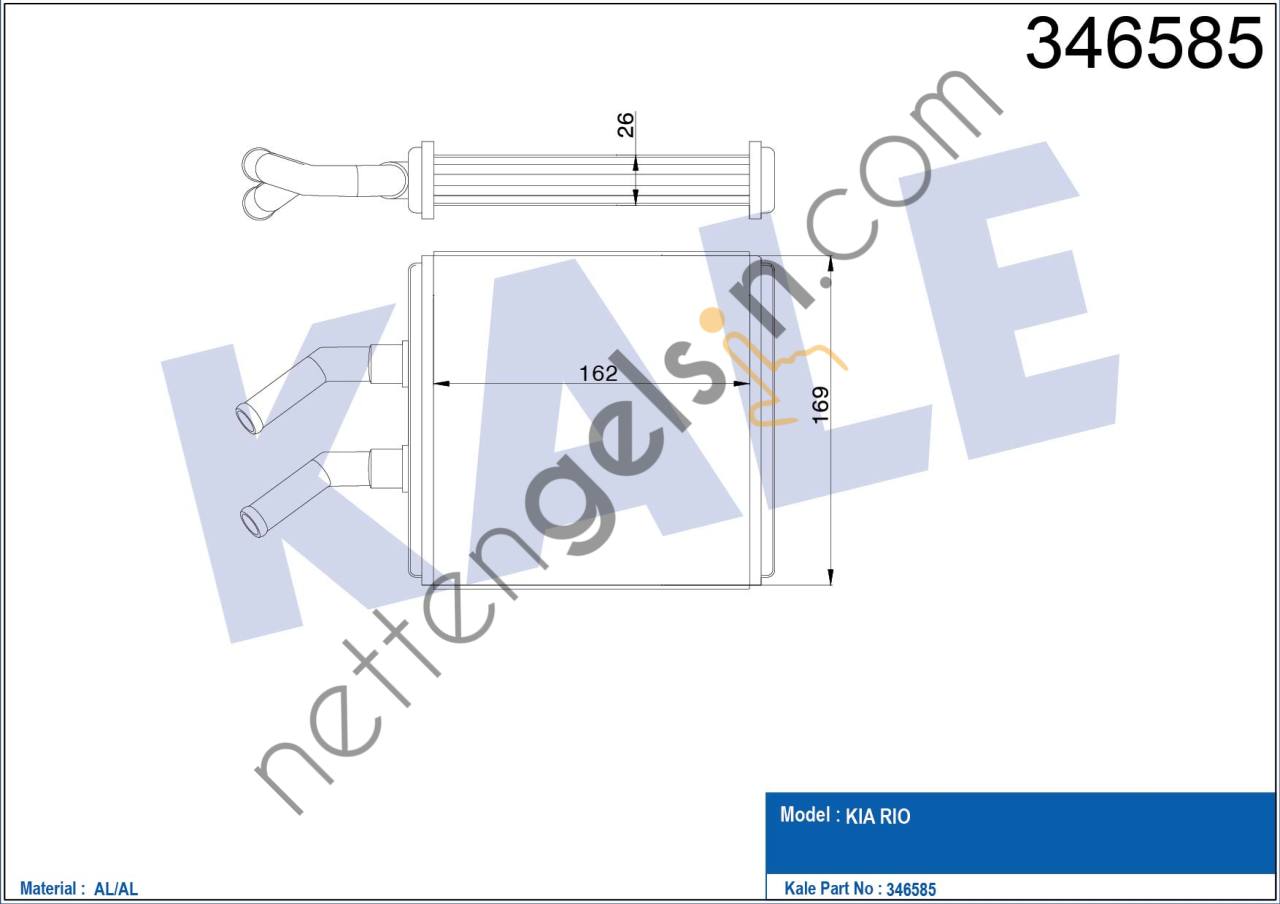 KALE 346585 KALORIFER RADYATORU KIA RIO 2000 2005  KIA BİNEK KALORİFER RADYATÖRÜ