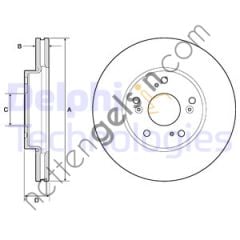 DELPHI BG4741C ON FREN DISKI (AYNASI) HAVALI HONDA CIVIC SEDAN HATCBACK 2012> (PASLANMAZ BOYALI)  HONDA BİNEK FREN DİSKİ
