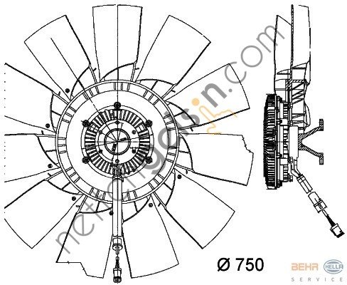 BEHR CFF460000P FAN KOMPLE SCANIA Y.M R SERİ 11 KANAT 6 FİŞ 2052005 SCANIA