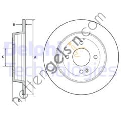DELPHI BG4564 FREN DISKI ARKA ACCENT BLUE 12> I20 14> I30 12> / RIO III 11> 262mm  HYUNDAI BİNEK FREN DİSKİ
