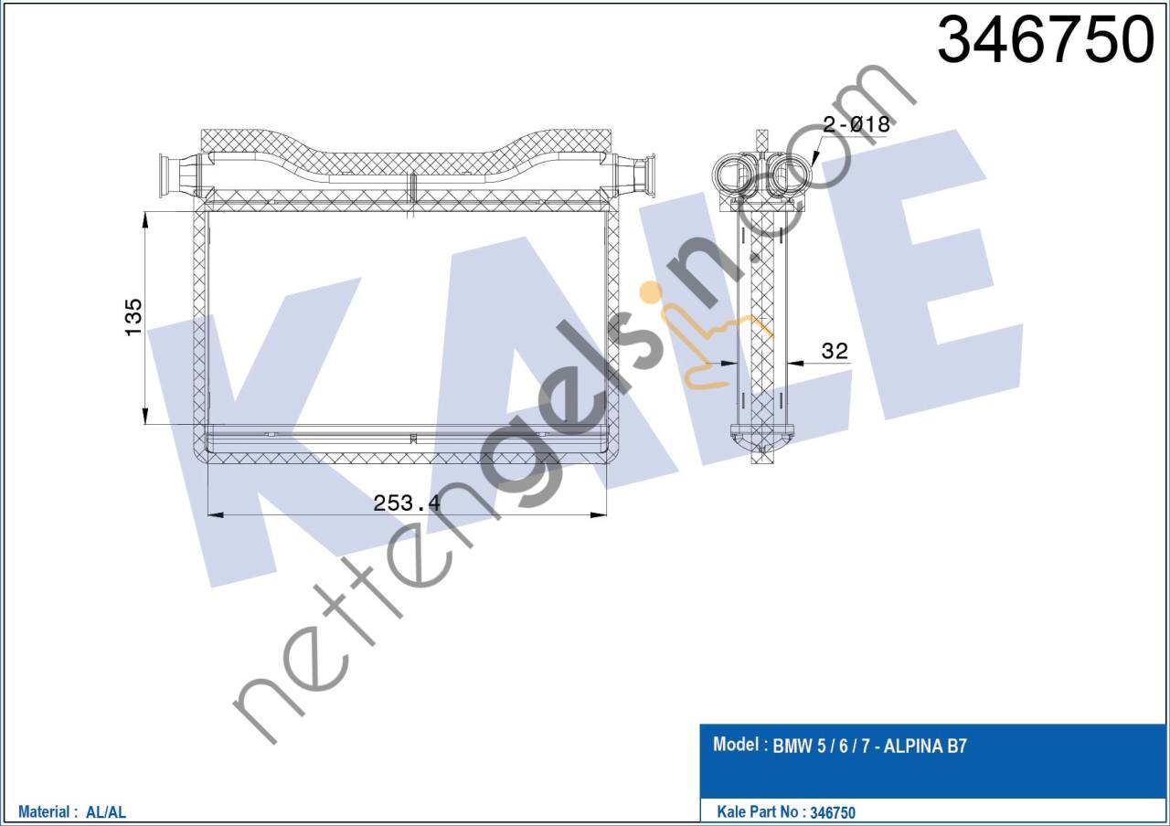 KALE 346750 KALORIFER RADYATORU BMW F10 F01 N47  BMW BİNEK KALORİFER RADYATÖRÜ