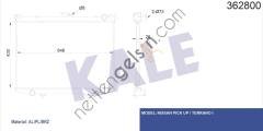 KALE 362800 MOTOR SU RADYATORU NISSAN PICKUP D21 90>99 MANUEL (430X648X26)  NISSAN BİNEK MOTOR SU RADYATORU