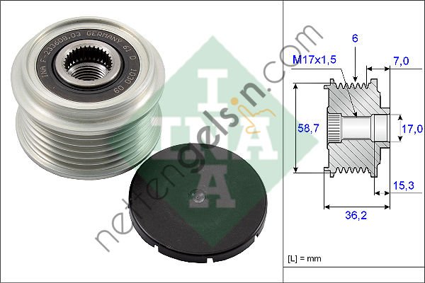 INA 535009810 ALTERNATOR RULMANLI GOBEK KASNAK CONNECT 02>13 FOCUS 98>05 FOCUS II C MAX 05>11 S AMX GALAXY 06 /> MONDEO IV 07>14 1,8TDCI  FORD BİNEK ALTERNATÖR KASNAĞI