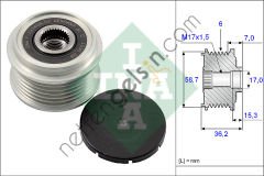 INA 535009810 ALTERNATOR RULMANLI GOBEK KASNAK CONNECT 02>13 FOCUS 98>05 FOCUS II C MAX 05>11 S AMX GALAXY 06 /> MONDEO IV 07>14 1,8TDCI  FORD BİNEK ALTERNATÖR KASNAĞI
