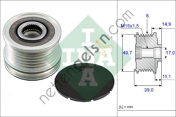 INA 535005010 ALTERNATOR KASNAGI W203 00>07 W210 99>02 W220 98>05 VITO W639 03> SPRINTER 901 902 903 904 905 906 00>  MERCEDES BİNEK ALTERNATÖR KASNAĞI
