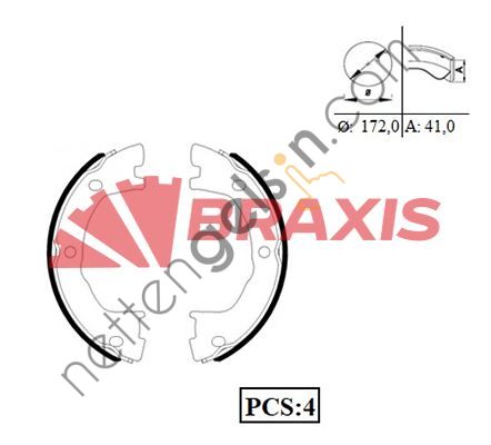 BRAXIS AC0076 ARKA FREN BALATASI PABUC DAILY II 90--> 2992568 (HATTAT 3031573 EŞDEĞERİ) IVECO HAFİF TİCARİ FREN BALATASI