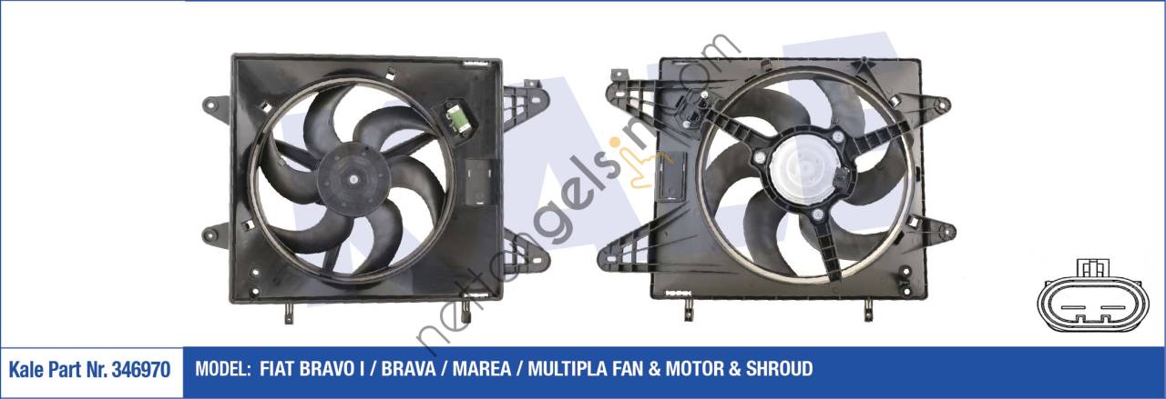 KALE 346970 FAN MOTORU DAVLUMBAZLI BRAVO BRAVA MAREA 1,2 / 1,4 / 1,6 16V 96>  FIAT BİNEK FAN MOTORU