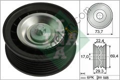 INA 532078410 KAYIS GERGI RULMANI W204 11>14 W205 14> C218 14>17 W212 13>16 C207 13>16 W221 11>13 W222 13>17  MERCEDES BİNEK V KAYIŞ GERGİ RULMANI