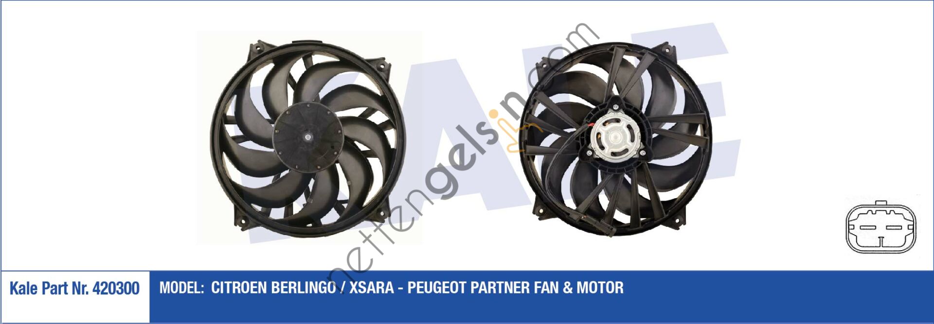 KALE 420300 FAN MOTORU PARTNER II-BERLINGO II 1,8D/2,0HDI XSARA II 1,4HDI /1,6 16V OTOMATIK KLIMASIZ 350W  PEUGEOT-CITROEN BİNEK FAN MOTORU