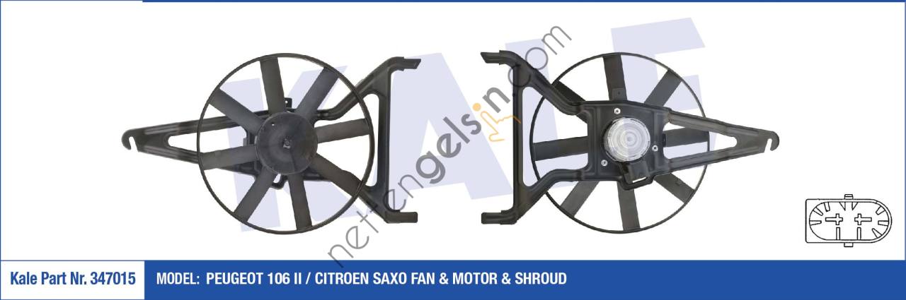 KALE 347015 FAN MOTORU DAVLUMBAZLI P106 II-SAXO 1,4 8V /1,6 8V KLIMASIZ  PEUGEOT-CITROEN BİNEK FAN MOTORU
