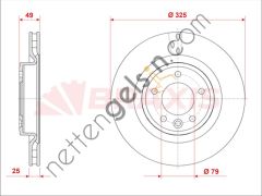 BRAXIS AE0897 FREN DISKI ARKA DISCOVERY V 16 >  LAND ROVER BİNEK FREN DİSKİ
