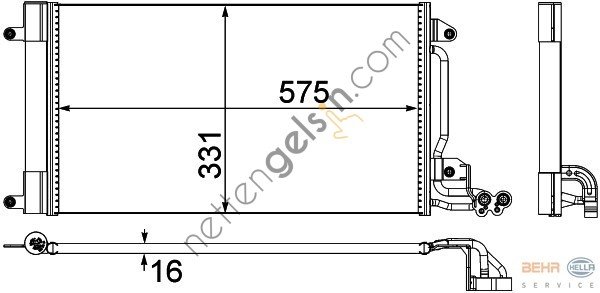 BEHR 8FC351309131 KLIMA RADYATORU KONDANSER POLO AUDI A1 1,0 &sol; 1,2 &sol; 1,4 &sol; 2,0TFSI 1,4BENZ &sol; 1,6TDI 09> (615x334x16)  VW-AUDI-SEAT-SKODA BİNEK KLİMA RADYATÖRÜ