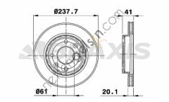 BRAXIS AE0015 ON FREN DISK AYNASI HAVALI R19 R21 CLIO I II KANGOO MEGANE I SYMBOL I 1.2 / 1.4 / 1.5 / 1.6 / 1.9 (KUCUK)  RENAULT BİNEK FREN DİSKİ