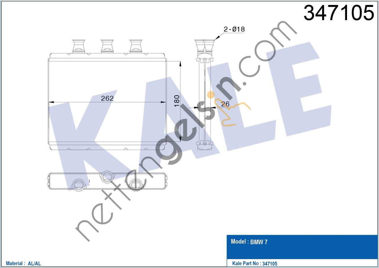 KALE 347105 KALORIFER RADYATORU BMW E65 E66  BMW BİNEK KALORİFER RADYATÖRÜ