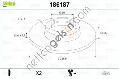 VALEO 186187 ON FREN DISKI (HAVA SOGUTMASIZ) ASTRA F CORSA A CORSA B  OPEL BİNEK FREN DİSKİ