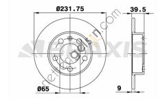 BRAXIS AE0021 ARKA FREN AYNASI GOLF IV 1,8 1,9TDI 97> BORA 98> OCTAVIA 1,8 20V 1,9 TDI 96> FABIA 1,4 1,9TDI 2,0  VW-AUDI-SEAT-SKODA BİNEK FREN DİSKİ