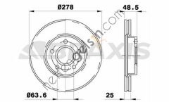 BRAXIS AE0022 ON FREN DISK AYNASI FOCUS III 1.6ECO / 1.6TDCI FOCUS II 04 /> FOCUS II C MAX 03>07 C MAX 07 /> 1.6ECO / 1.6TDCI / 1.8 16V / 2.0TDCI OLCU: (278 * 25)  FORD BİNEK FREN DİSKİ