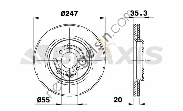 BRAXIS AE0023 ON FREN DISK AYNASI P107 C1 1.0 1.4HDI TOYOTA AYGO (06 / 05 ) HAVA SOGUTMALI  PEUGEOT-CITROEN BİNEK FREN DİSKİ
