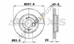 BRAXIS AE0029 ON FREN DISK AYNASI FIESTA VI 1.0 / 1.25 / 1.4TDCI / 1.5TDCI / 1.6TDCI 08 /> HAVA SOGUTMALI OLCU: (258 X 23 X 4DLX HAVALI)  FORD BİNEK FREN DİSKİ